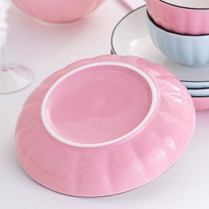 c6盘子菜盘家用陶瓷碟子餐盘创意水果盘圆形网红菜碟日式餐具套装