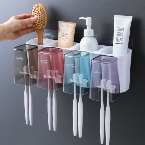 d5创意卫生间牙刷置物架牙刷架 牙刷杯牙刷收纳盒套装漱口杯壁挂式