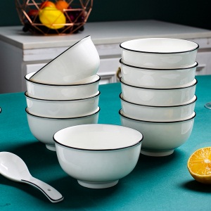 c6北欧创意瓷碗碗10个套装家用陶瓷碗汤碗面碗简约日式家用吃饭碗