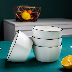 c6北欧创意瓷碗碗10个套装家用陶瓷碗汤碗面碗简约日式家用吃饭碗