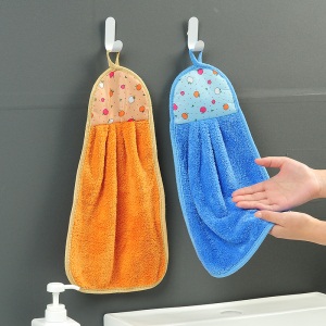 d5挂式珊瑚绒擦手巾可爱吸水毛巾家用浴室卫生间厨房洗碗抹布手帕布