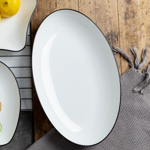 c6北欧创意蒸鱼盘子家用新款网红ins大号长方形陶瓷装鱼盘菜盘餐盘