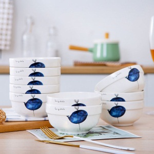 c6碗碟套装家用简约组合可爱小清晰创意个性景德镇陶瓷餐具吃饭碗筷