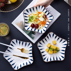 c6日式餐具网红盘子菜盘家用陶瓷创意个性奇异形碟子不规则沙拉深盘
