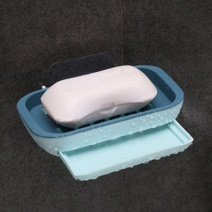 d5肥皂盒架子沥水洗衣肥皂盒卫生间创意免打孔双层吸盘壁挂式香皂盒