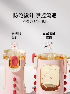 儿童水杯吸管杯防摔宝宝PPSU迷你耐高温喝水可爱高颜值送礼幼儿园s588ps