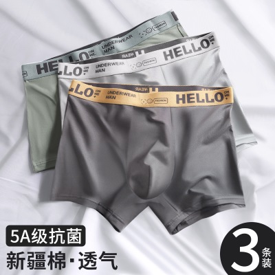 青涩内裤男士夏季100%全棉纯棉抗菌平角短裤衩头男生款大码青少年四角s586p