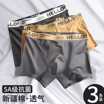 青涩内裤男士夏季100%全棉纯棉抗菌平角短裤衩头男生款大码青少年四角s586p