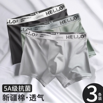 青涩内裤男士夏季100%全棉纯棉抗菌平角短裤衩头男生款大码青少年四角s586p
