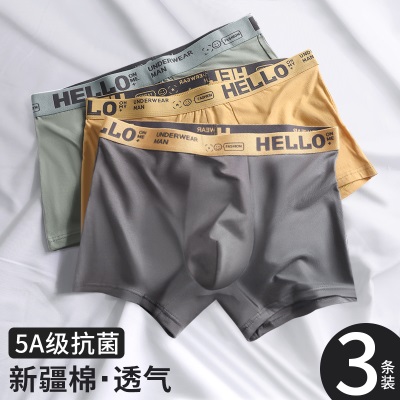 青涩内裤男士夏季100%全棉纯棉抗菌平角短裤衩头男生款大码青少年四角s586p