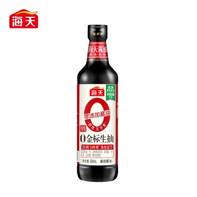 海天0金标生抽500ml 特级零添加酿造酱油 0添加防腐剂s587