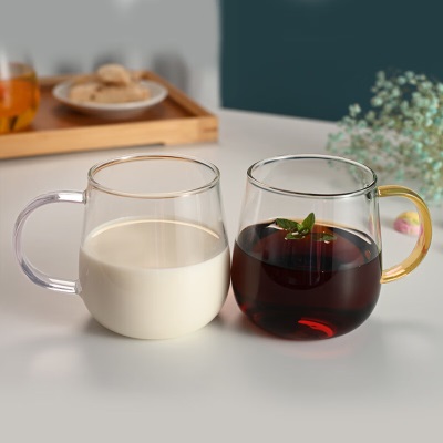 Glasslock玻璃杯水杯高硼硅玻璃耐冷耐热泡茶杯带把手水杯咖啡杯450mls440