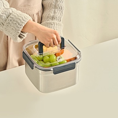 Glasslock进口不锈钢保鲜盒大容量冰箱收纳储存盒零食水果收纳盒1600mls440