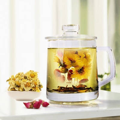 喜碧（Scybe）茶杯耐热玻璃杯办公杯玻璃茶杯带盖把手杯玻璃水杯格隆380ml 2只s441