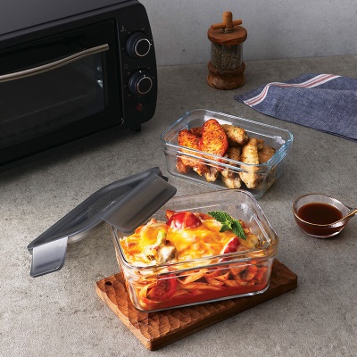 Glasslock钢化玻璃保鲜盒微波炉烤箱可用加热饭盒学生上班族带饭便当盒GL91s440