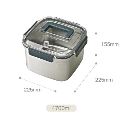 Glasslock进口不锈钢保鲜盒 大容量手提式冰箱收纳储存盒 4700mls440