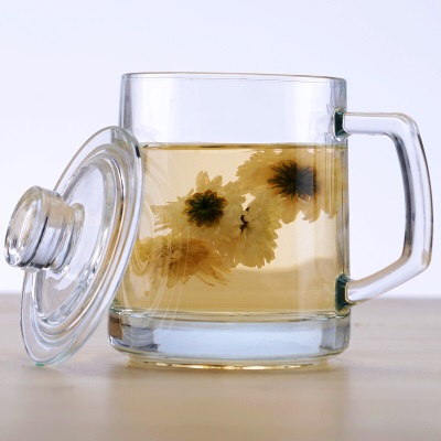 喜碧（Scybe）茶杯耐热玻璃杯办公杯玻璃茶杯带盖把手杯玻璃水杯格隆380ml 2只s441