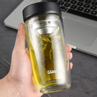 Glasslock双层玻璃水杯 带茶隔大容量玻璃茶杯s440